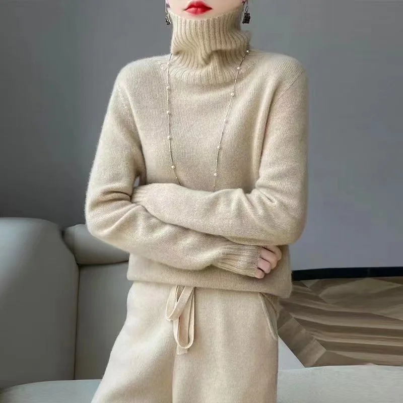 Women Autumn Winter Turtleneck Knitwear Pullover