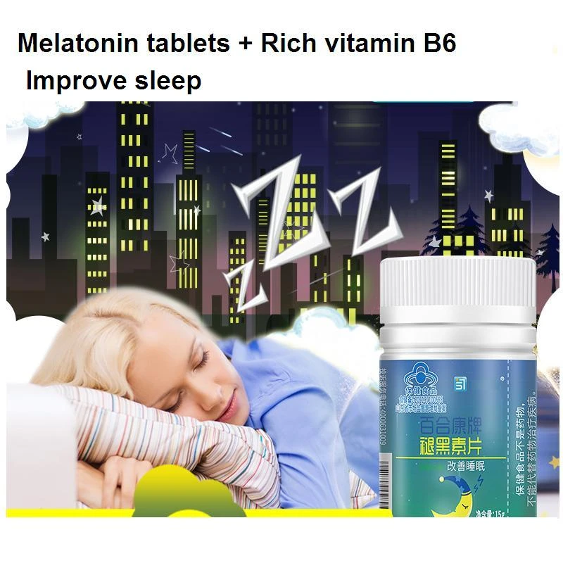 Melatonin Pills Vitamin B6 Tablets Relieve Stress Antianxiety Delay