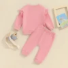 Toddler Girls Sister Matching Outfits Letter Embroidered Crew Neck Long Sleeve Sweatshirts Long Pants 2Pcs Fall Clothes Set 6