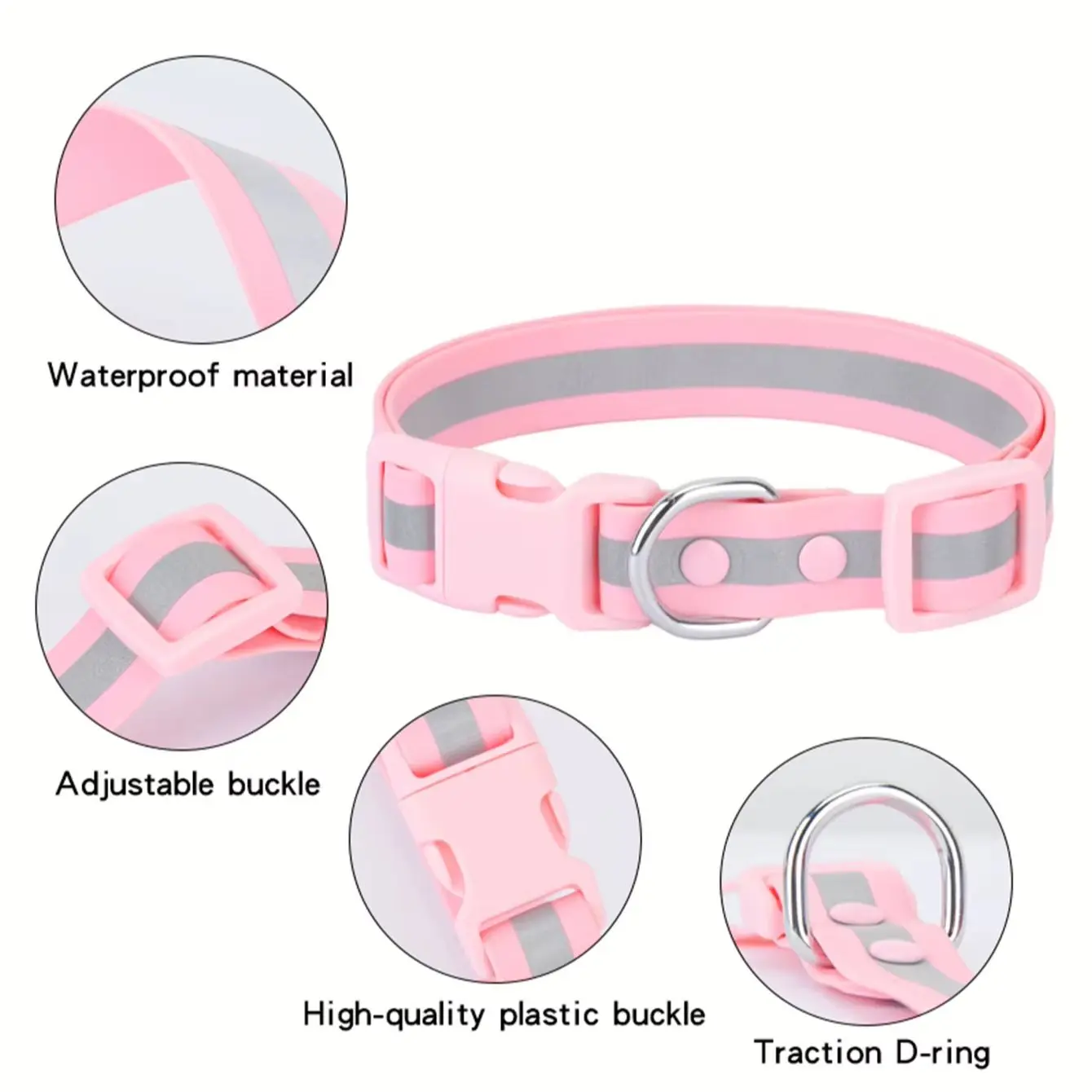 Waterproof pvc pet dog collar night reflective strip