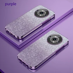 Luxury Bling Electroplate Glitter Phone Case with Soft TPU Bumper and Clear Back Cover - Realme 11 4G Global (Purple)