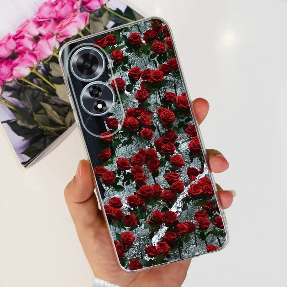 2024 New Stylish Flower Transparent Soft Silicone Slim Back Cover