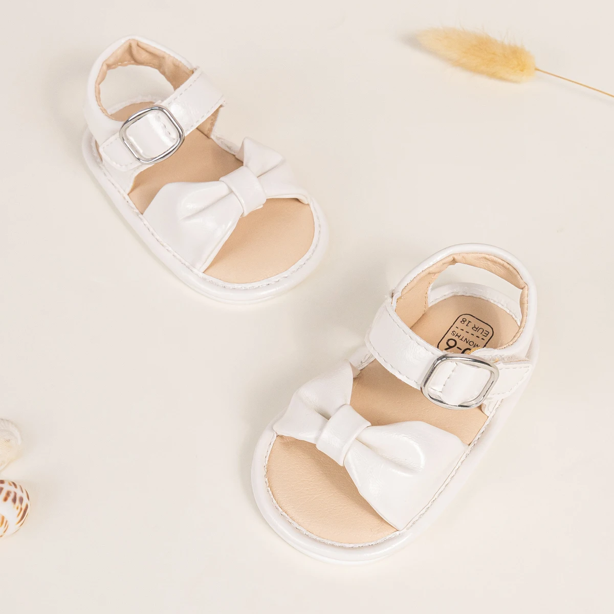 Description Picture 6 of itemSummer Popular Baby Sandals 0-1 Y Elegant Style PU Leather Anti-slip Soft Sole Multi-color Bow First Walking Shoes