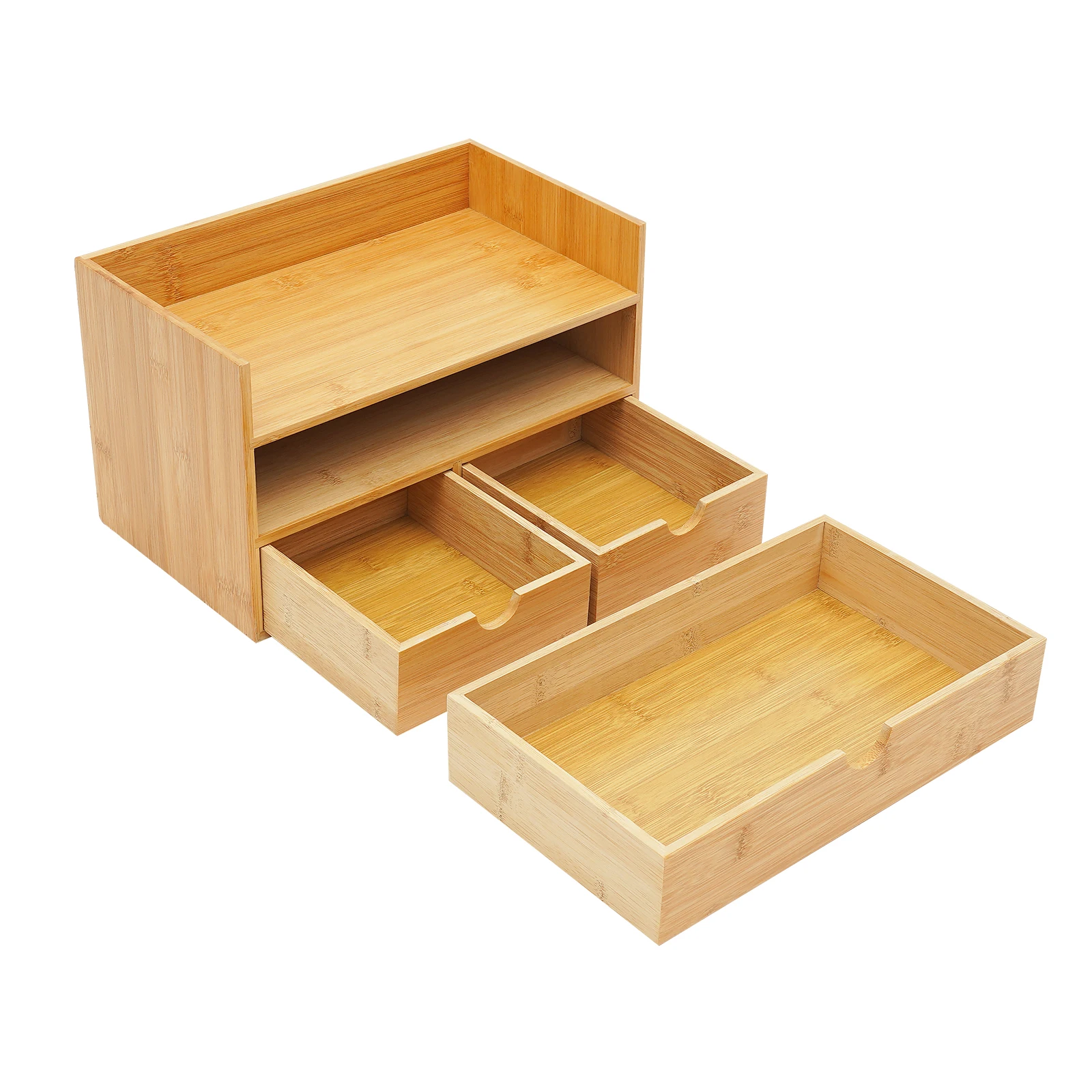 Organisateur de bureau en bambou, mini tiroir de bureau en bambou, boîte de rangement pour bureau et maison, aucun assemblage requis Sc3bdbd01b08d4c808bf59d092a593f47F