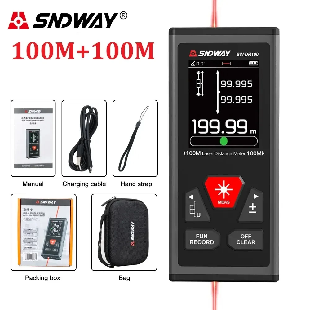 SNDWAY MS/DR/DG Series Digital Rangefinder Laser Distance Meter Professional Laser Tape Measure Tool M/In/Ft Range Finder