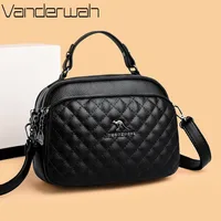 Quilted Women's Handbag Kangaroo Crossbody Bag Pu Leather Small Shoulder Bag Double Zipper Large Capacity Daily Casual Purse