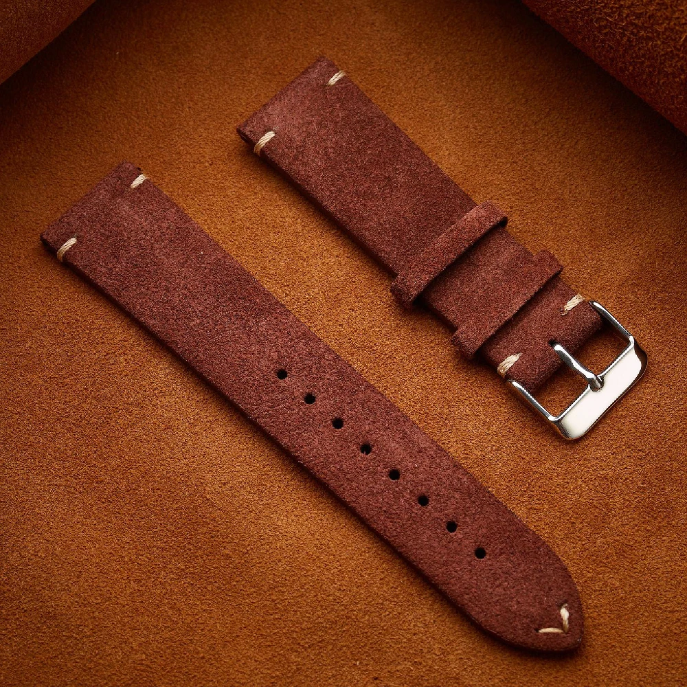 Premium Genuine Leather Suede Watch Band Quick Release Strap