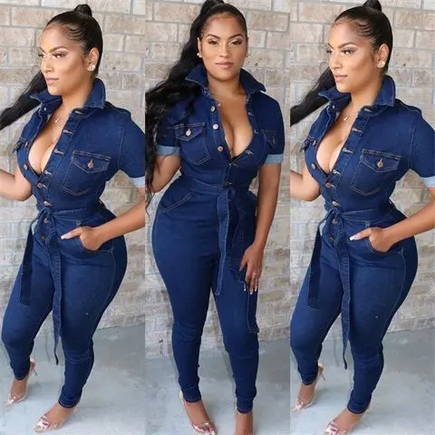 New Women's Denim Jumpsuit Slim and Fashionable Western Style Jumpsuit