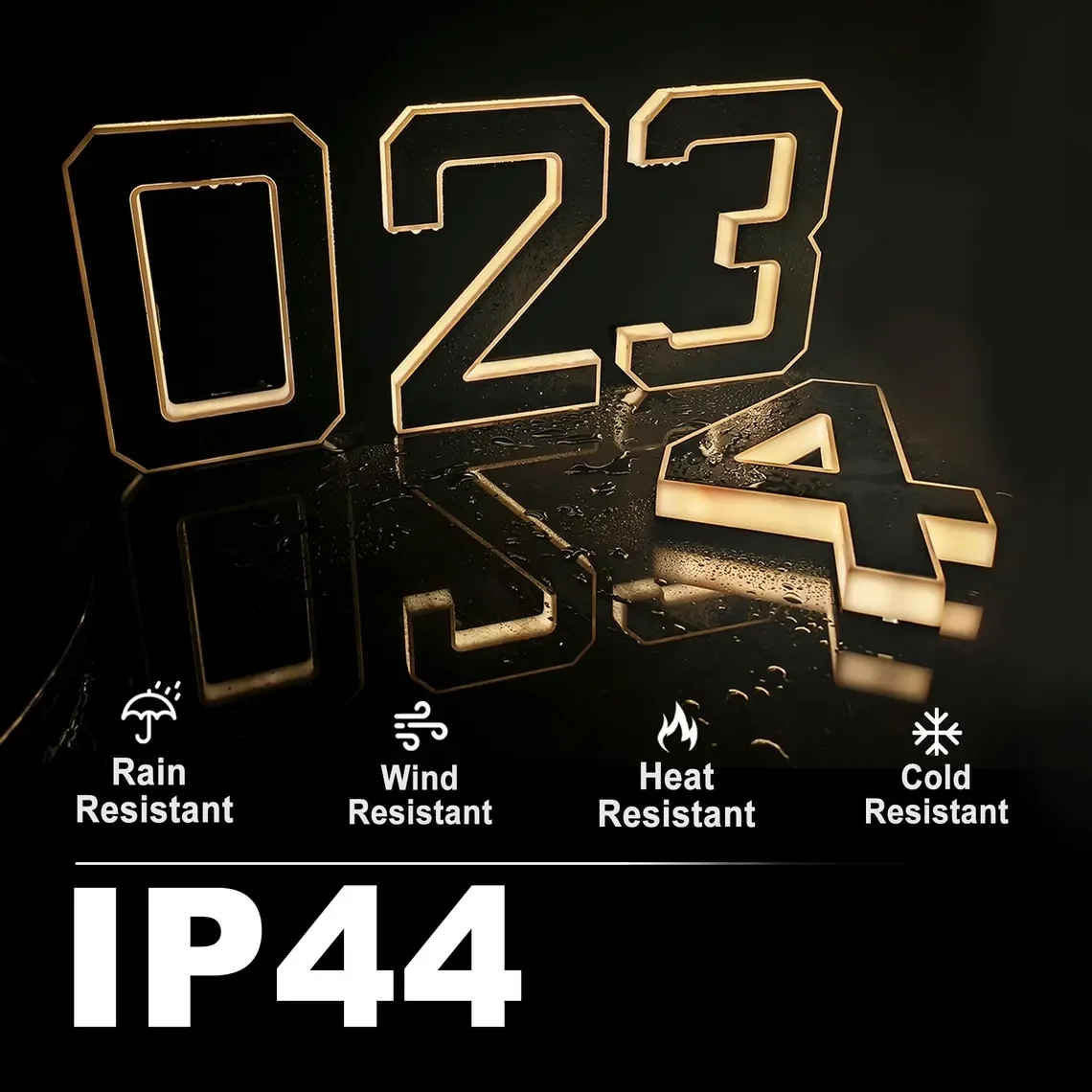 4.7/6.7/9 inch Solar LED House Number Sign Illuminated Digital Alphabet Plaque Modern House Numbers Weatherproof Address Sign 5