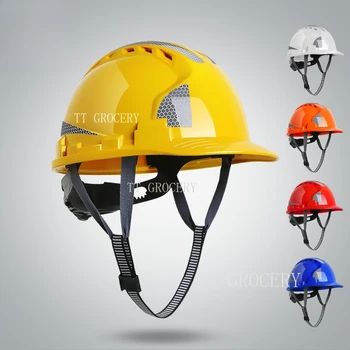 Casco di sicurezza Casco protettivo protettivo in ABS traspirante con strisce riflettenti Lavori di edifici ventilati resistenti agli urti