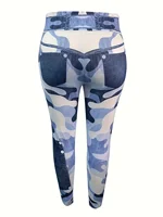 Plus Size Women's Leggings Artificial Slim Fit Printed Denim High Waisted Camouflage Pants Fitness  Pants - Image 2
