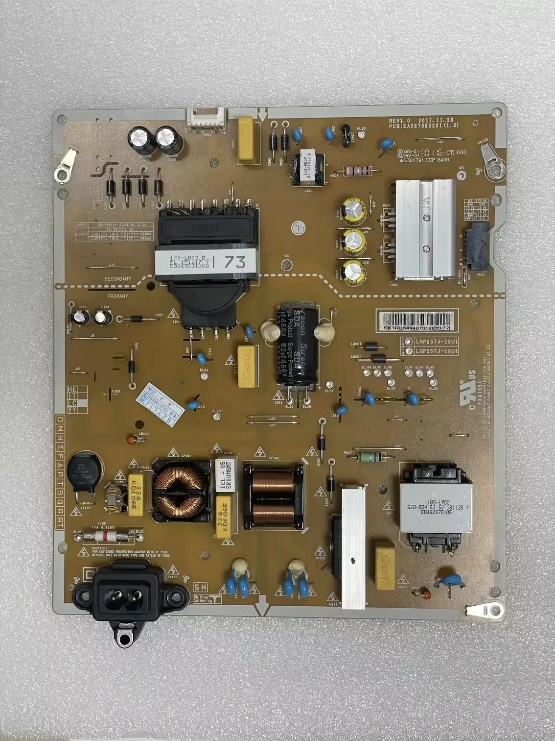 Placa de Energia Eax67865201 1.6 Lgp55tj18u1 Ponto 55uk6200pca