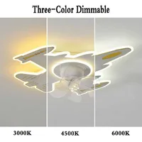 Ventilateur de plafond avec lumière ventilateur de plafond d'avion avec télécommande LED gradation plafonnier lustre éclairage pour chambre d'enfant 2