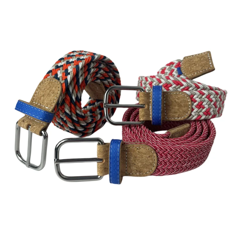 1 PC Golf Braid Stretchy Belt Men's & Women's Colorful Casual Canvas Elastic Cork Parts For Jeans