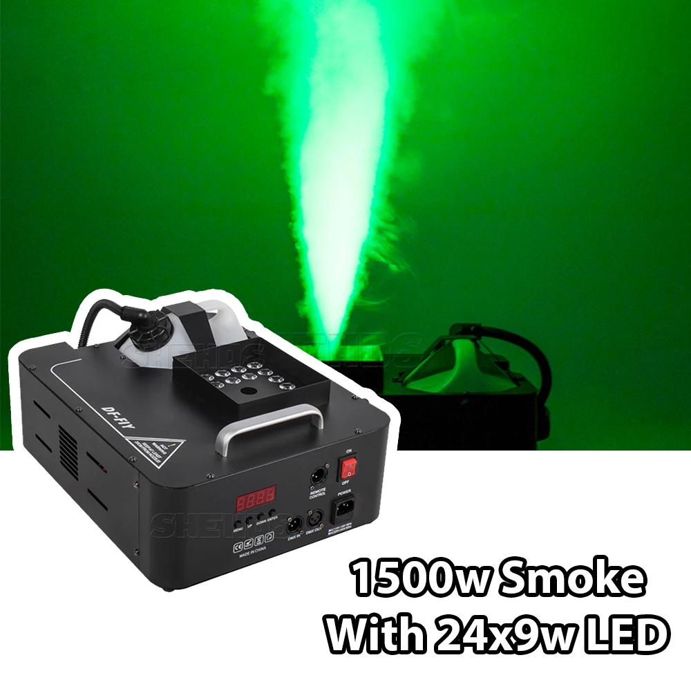 1500W Vertical Smoke Machine 24x9w LED Light RGB 3in1 Wireless Remote Control Fog Machine DMX512 For Wedding DJ Disco Party stage fog machine