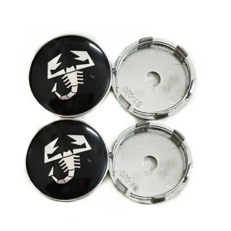4 Pezzi 6Cm Nero Abarth Car Wheel Center Coprimozzo Coprimozzo Ruota Per Accessori 124 125 500