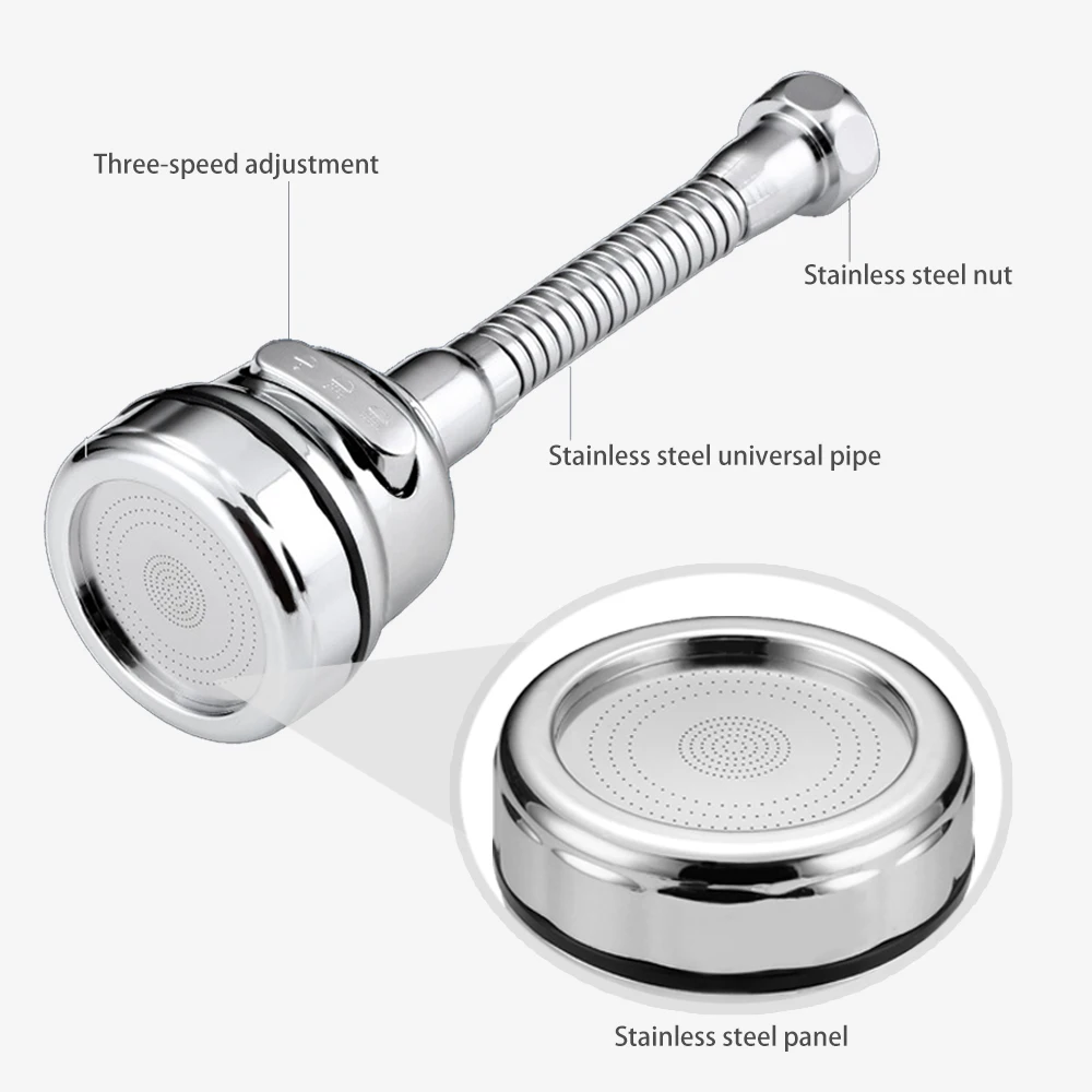 Faucet Adapter Aerator 3 Modes 360 Rotatable Bubbler High Pressure Faucet Filter Extender Water Saving Tap Nozzle Kitchen Gadget faucet aerator,faucet adapter,faucet filter,faucet extender,faucet extension