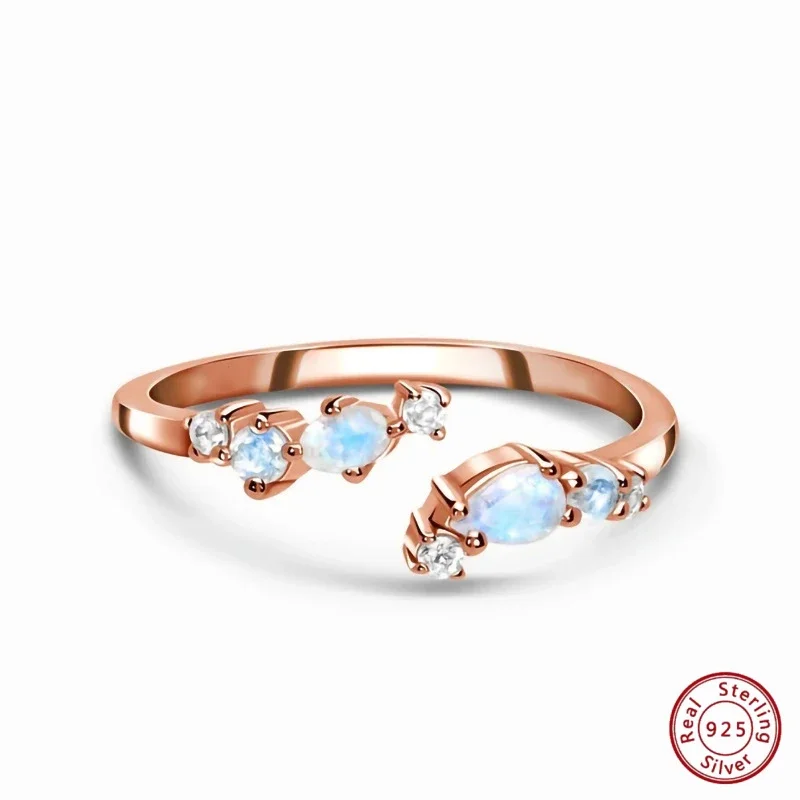 

Серебряный полумесяц S925 регулируемое кольцо с лунным камнем-элегантные ювелирные изделия с уникальным дизайном