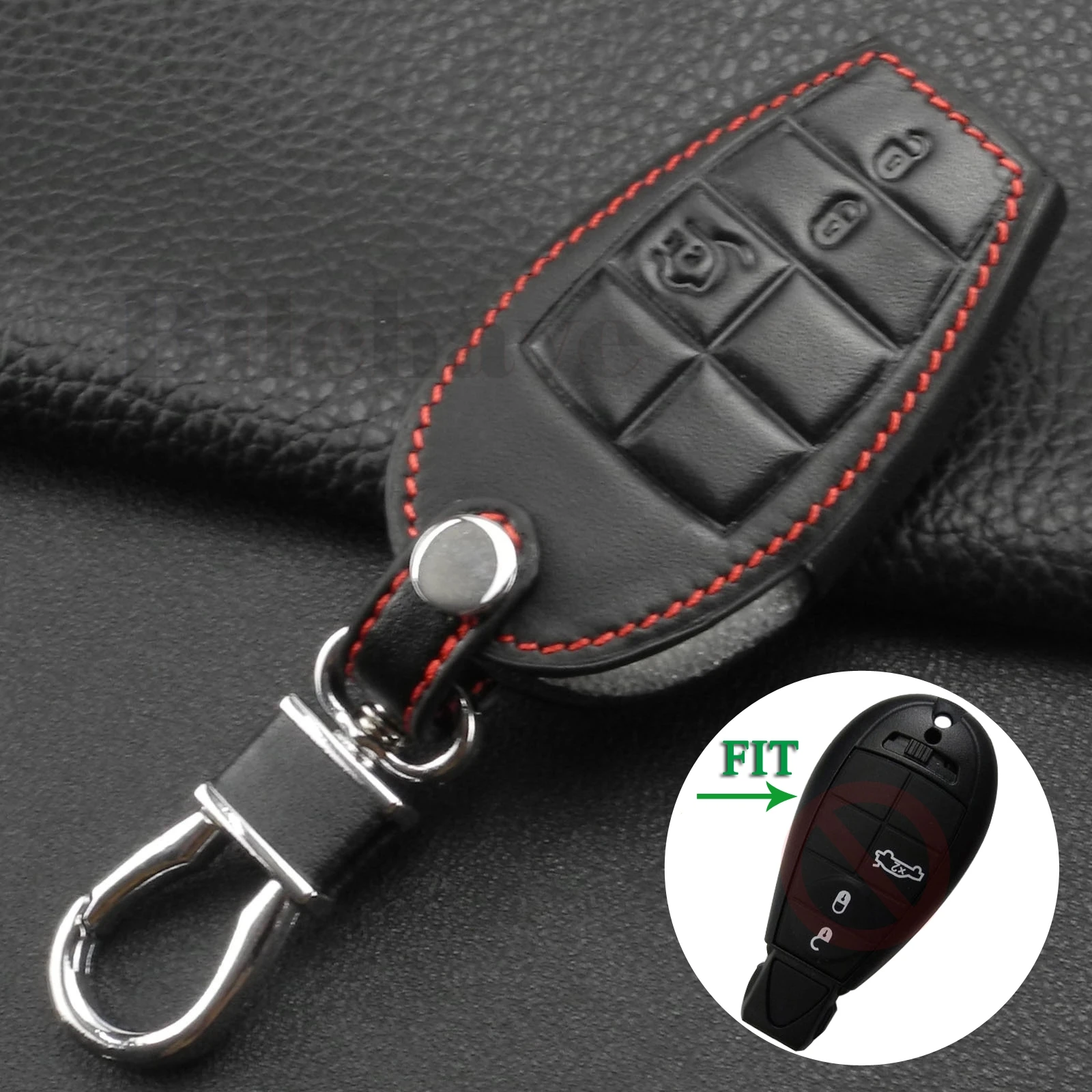 

jingyuqin 10pcs Remote Car leather Case Cover For Dodge Challenger Charger Magnum Ram Jeep Commander Grand Cherokee Chrysler