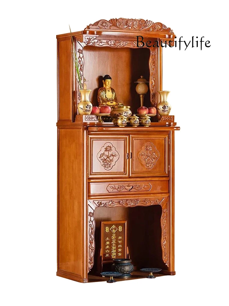 

Solid Wood Altar Household God of Wealth Cabinet Shrine Avalokitesvara Buddha Altar Buddha Shrine