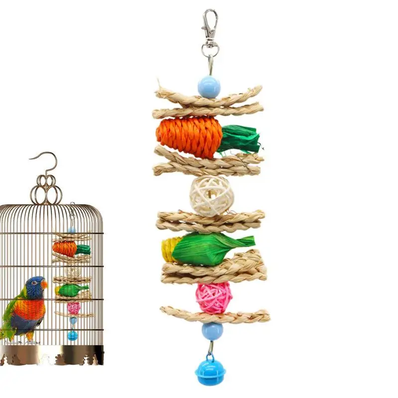 

Parrot Foraging Toys Parrot Biting Toys Natural Bird Braided Carrots Toys With Molar Stone Cuttlefish Bone Entertainment Toy