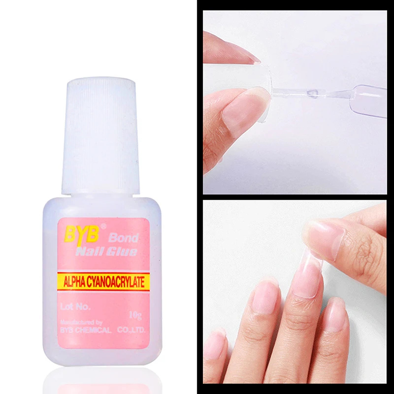 Nail Glue 10g Nail Glue Applicator Brush Fake Nails Clear Strong Glue Manicure Fast Drying False Tips