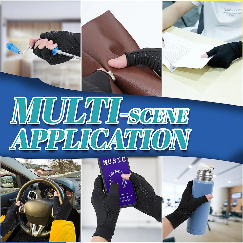 Fingerless Gloves Compression Gloves Arthritis Gloves KoKossi Copper Compression Fingerless for Carpal Tunnel RSI Rheumatoid Tendonitis Computer Typing Hand Pain