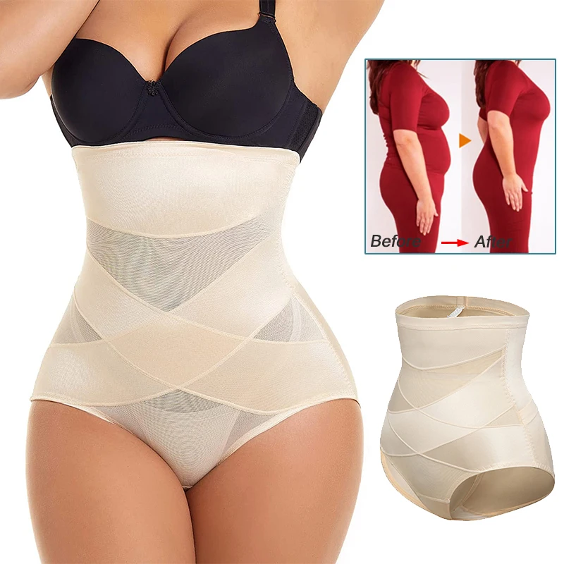 Women High Waist Trainer Sexy Body Shaper Panties Tummy Belly Control  Corset Abdomen Slimming Shapewear Crossed Girdle Underwear