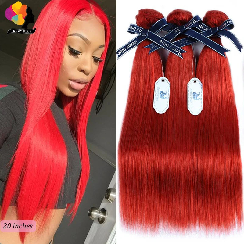 

Remyblue Human Hair Bundles Red 99J Straight Brazilian Hair Weave Bundles 100% Remy Human Hair Weft 3 Bundles No Shedding