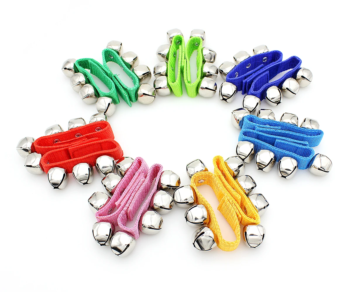 Hand Bell Jingle Bells Bracelet Wrist Tambourine Fastener Tape Percussion Musical Toy Party Kids Educational Games Orff Music Instruments