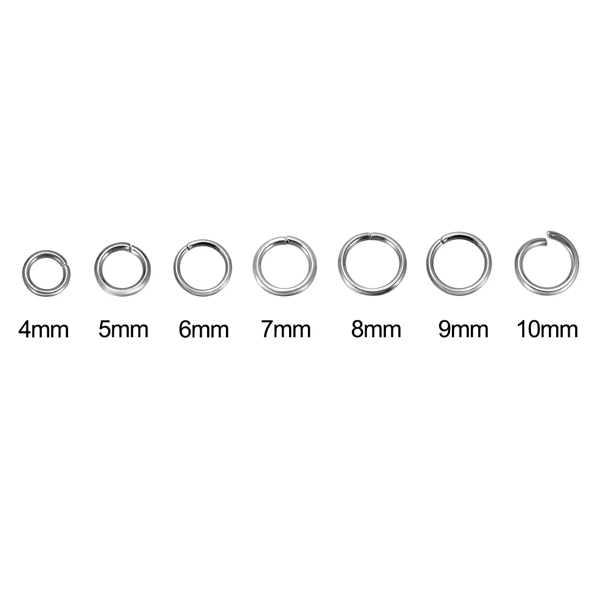 500 Stück Edelstahl geöffnete Bieger inge Befunde runde silberne Farbe 4/5/6/7/8mm Ring verbinder für Schmuck herstellung – Detail 3