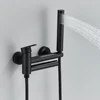 POIQIHY Black Bathtub Faucet In Wall Rotating Spout Bathroom Tub Mixer Tap Single Handle multifunction Handshower Shower System 3