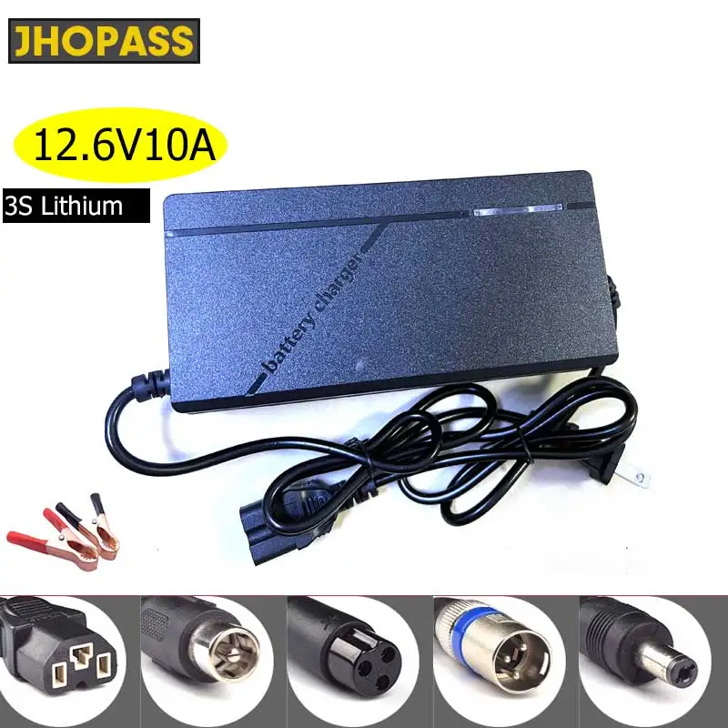 12V10A 3s 리튬 배터리 충전기 클램프 클립 포함, 출력 12.6V10A 리튬 이온 배터리 팩, 전자 자전거 고품질 플러그, EU/US/UK/AU