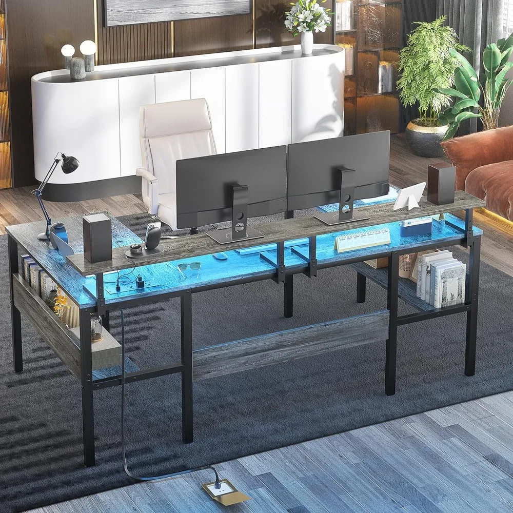 

Customizable U Shaped Desk & L Shaped Office Desk With RGB LED Light Computer Gaming Table Commercial Office Furniture Writing