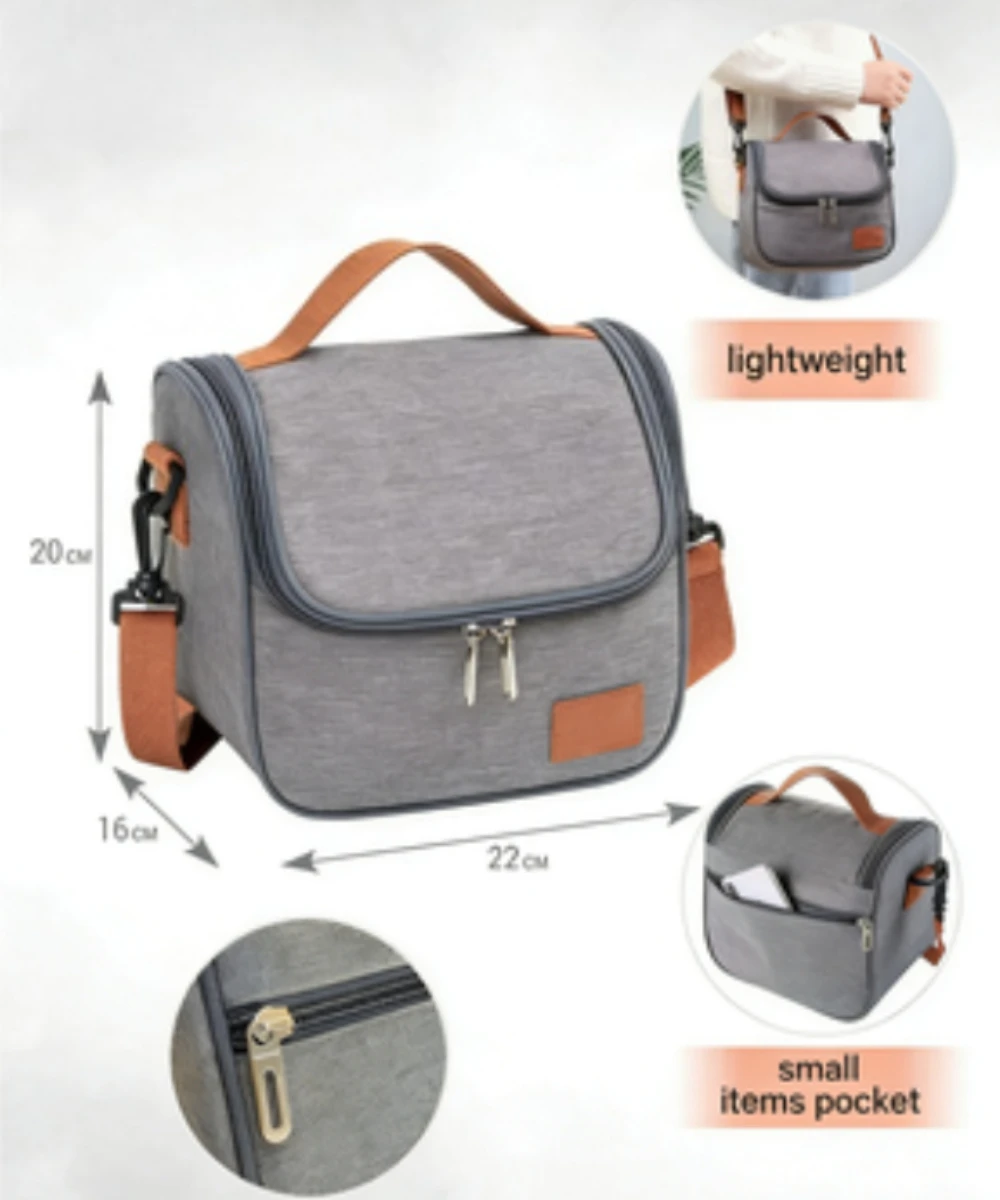 Insulated Reusable Thermal Cooler Tote with Shoulder Strap - Leakproof Lunch Bag
