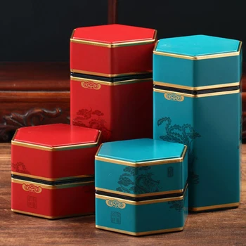 Hexagonal Tin Tea Storage Can 1