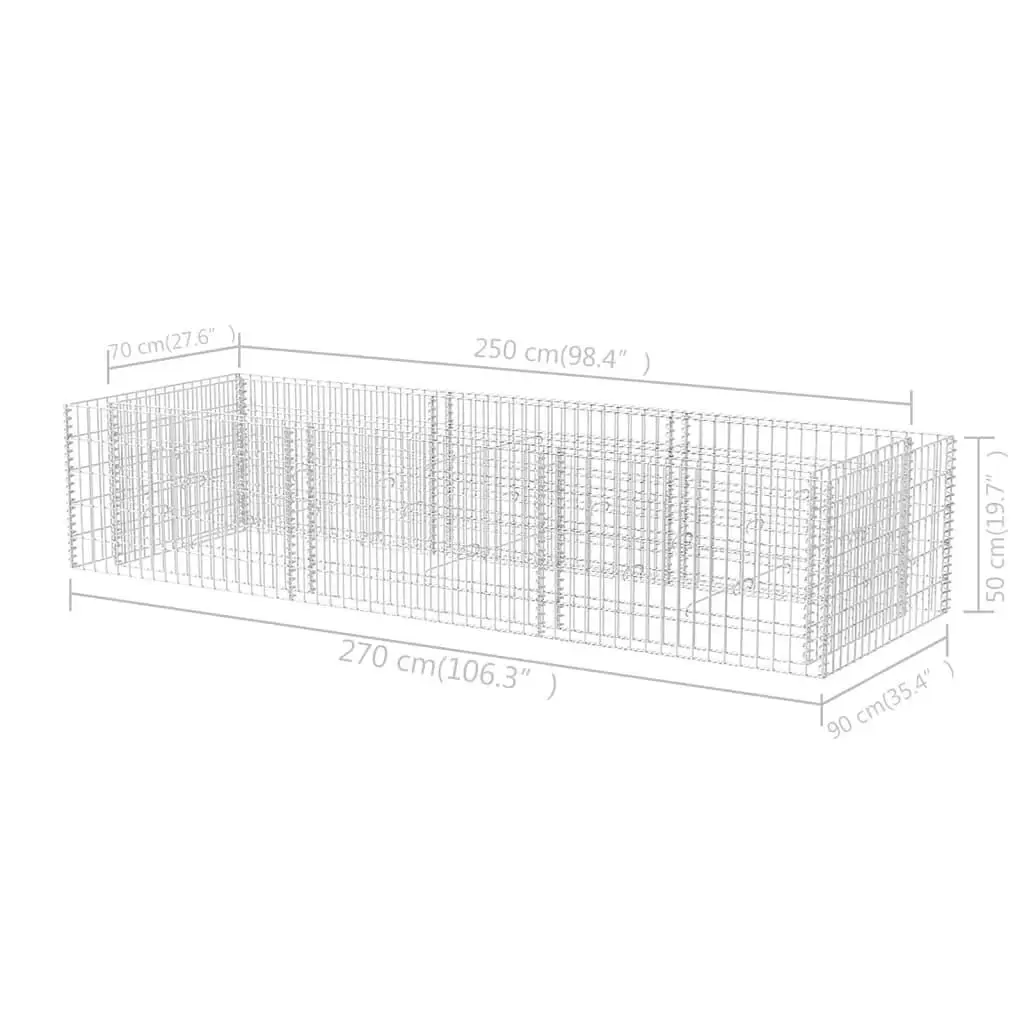 Galvanized Steel Gabion Raised Garden Bed 106.3x35.4x19.7 inches-Durable Outdoor Planter