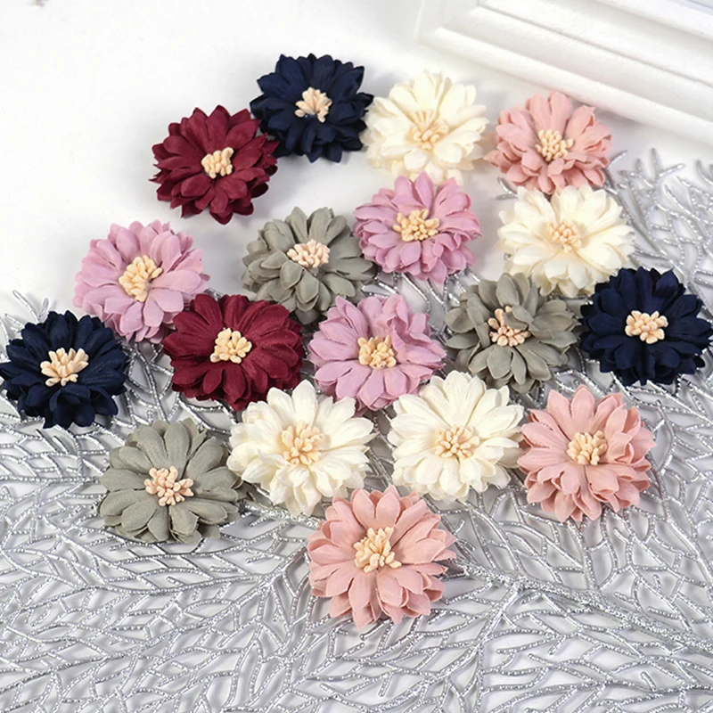 5/10/20 Stück 4 cm Stoff künstliche Blumen Kopf gefälschte Chrysantheme Blume für Zuhause Zimmer Hochzeit Dekor DIY handgemachte Handwerk Zubehör