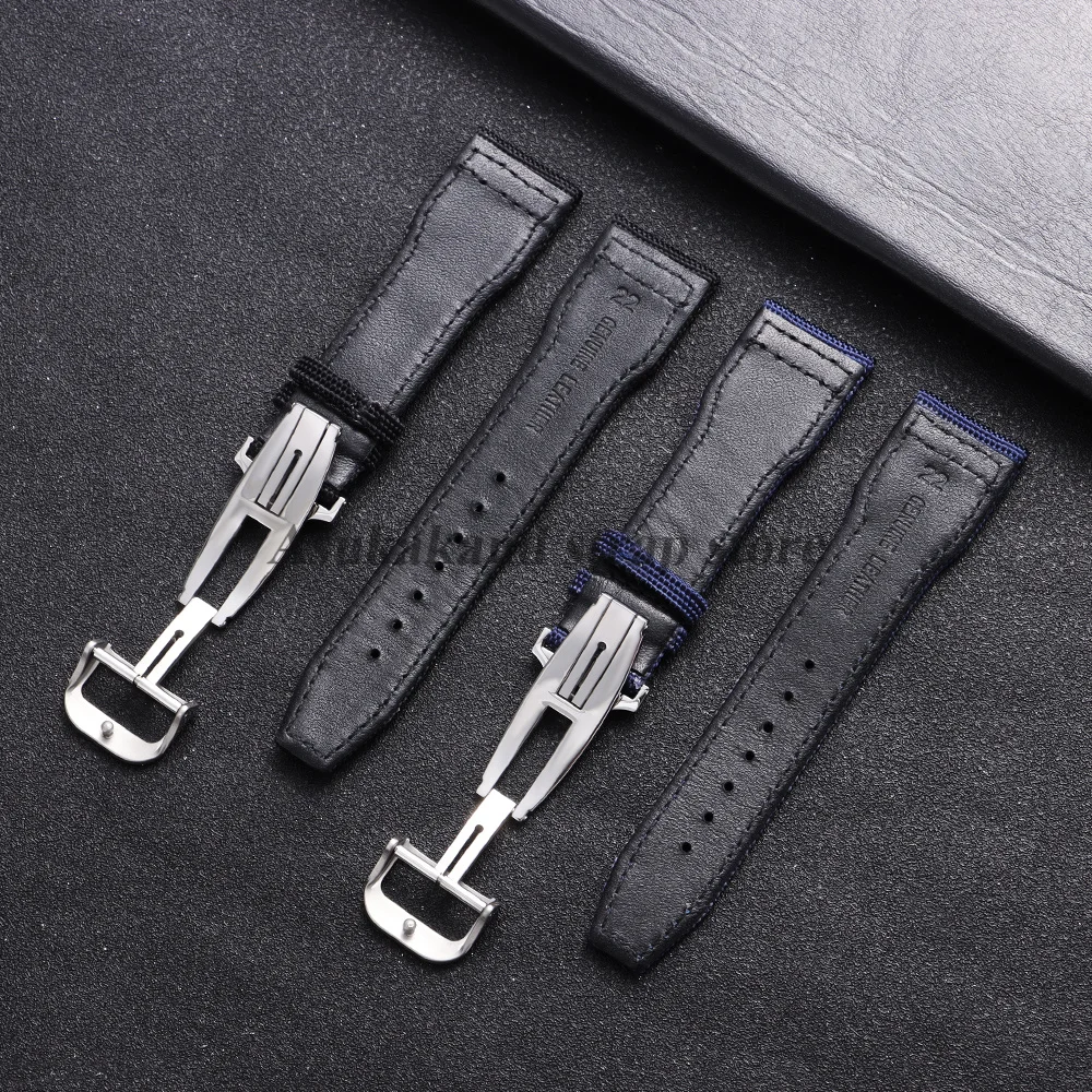 Versatile Nylon Canvas Leather Watch Strap with Sport Folding Buckle - Durable Fabric Bracelet Replacement