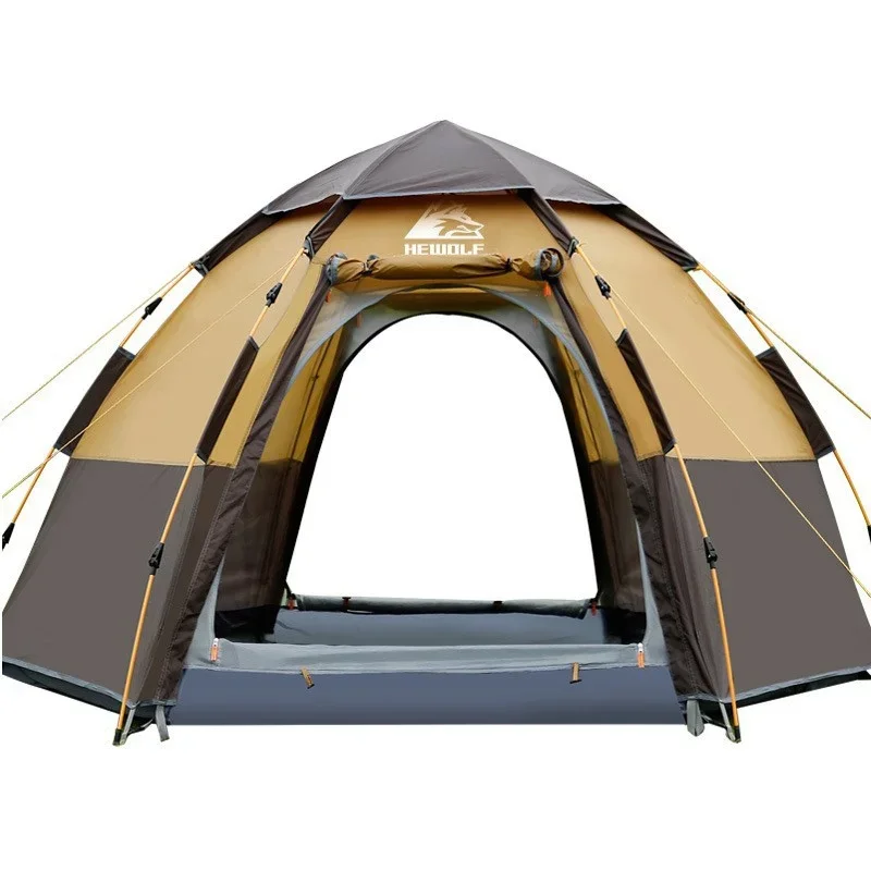 

Hexagonal automatic pop up tent , portable outdoor camping beach picnic pergola gazebo rain and sun protection family gathering