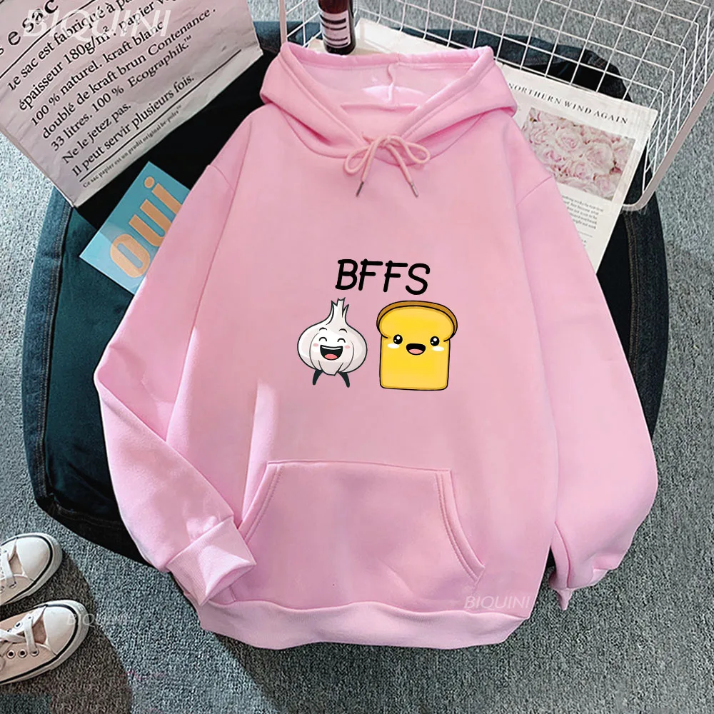 

Garlic Bread Y2k Japanese Streetwear Women Men Cartoon Food Printed Anime Tops Oversized Female Sweatshirts Harajuku Streetwear