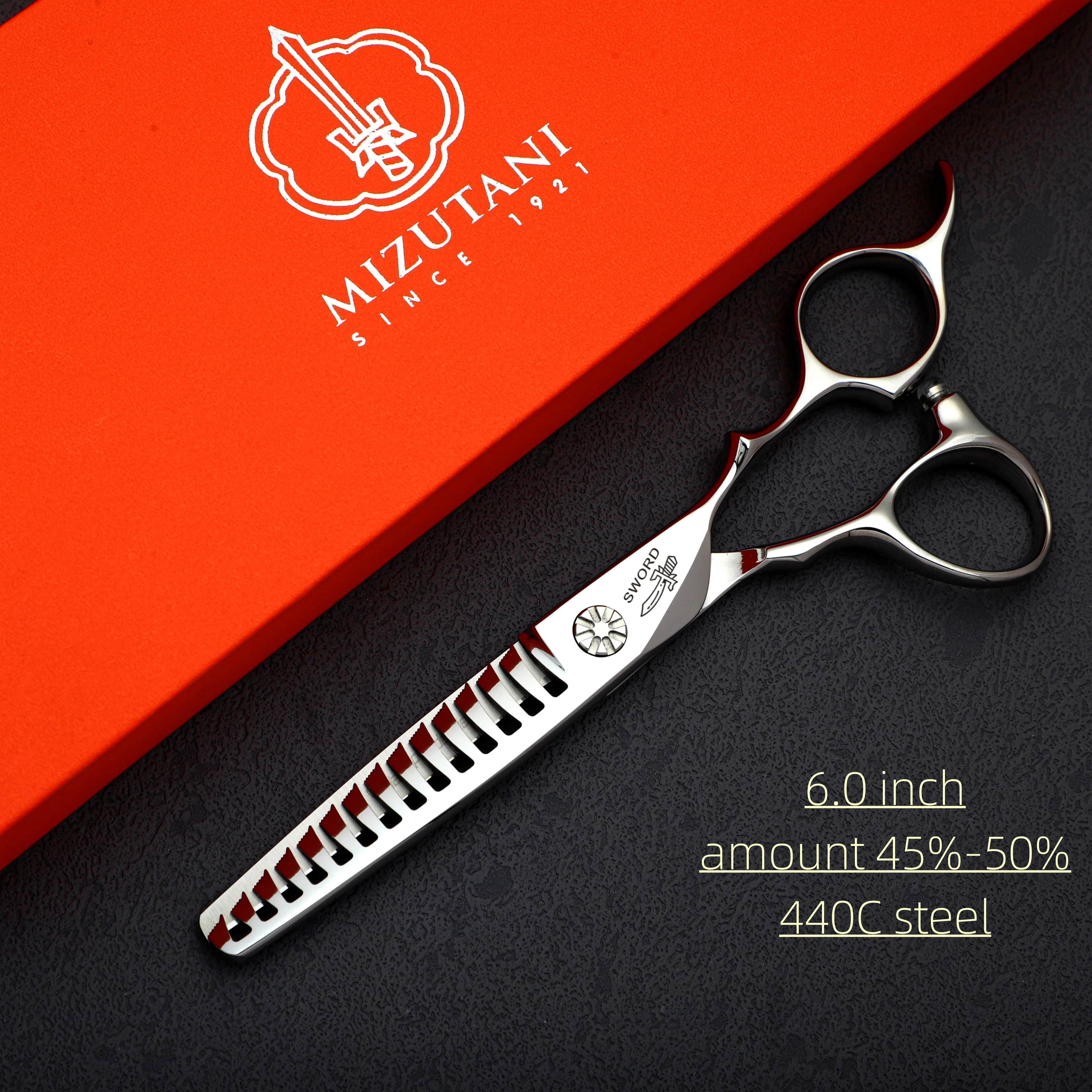 MIZUTANI 6.0 inch Professional thinning shears Hair cutting sissors barbershop tools 440c steel sissors