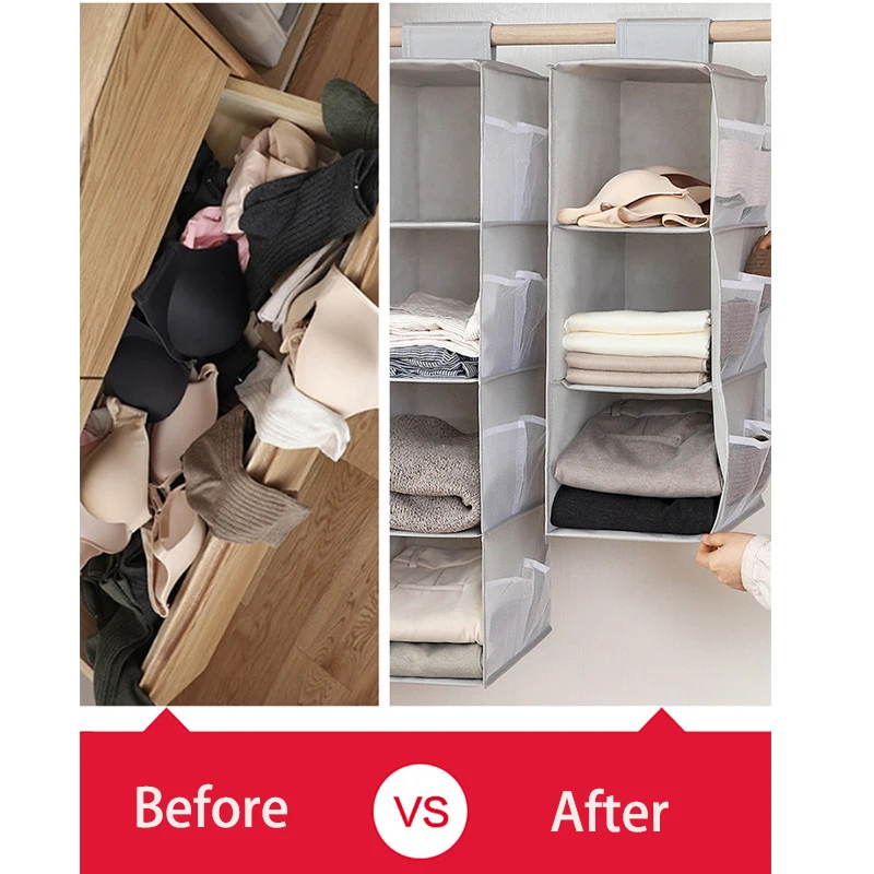 Sac de rangement pour soutien-gorge pliable multicouche, armoire lavable non tissée, sous-vêtements, chaussettes, vêtements