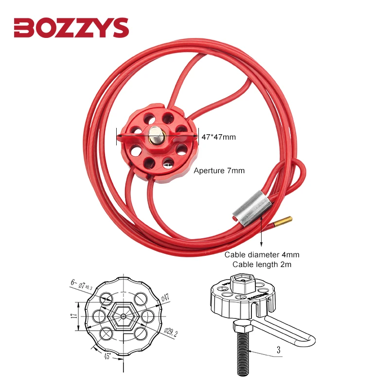 

BOZZYS Round Wheel Type Multipurpose Cable Lockout Device with 4MM*2M Stainless Steel Cable for Lockout Tagout BD-L31A