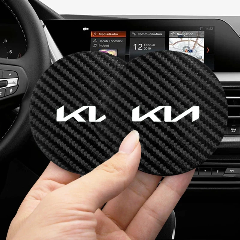 2Pcs Sliding rubber car cup mat for Kia Rio Picanto Sportage Niro Morning Ceed ProCeed Stonic Optima