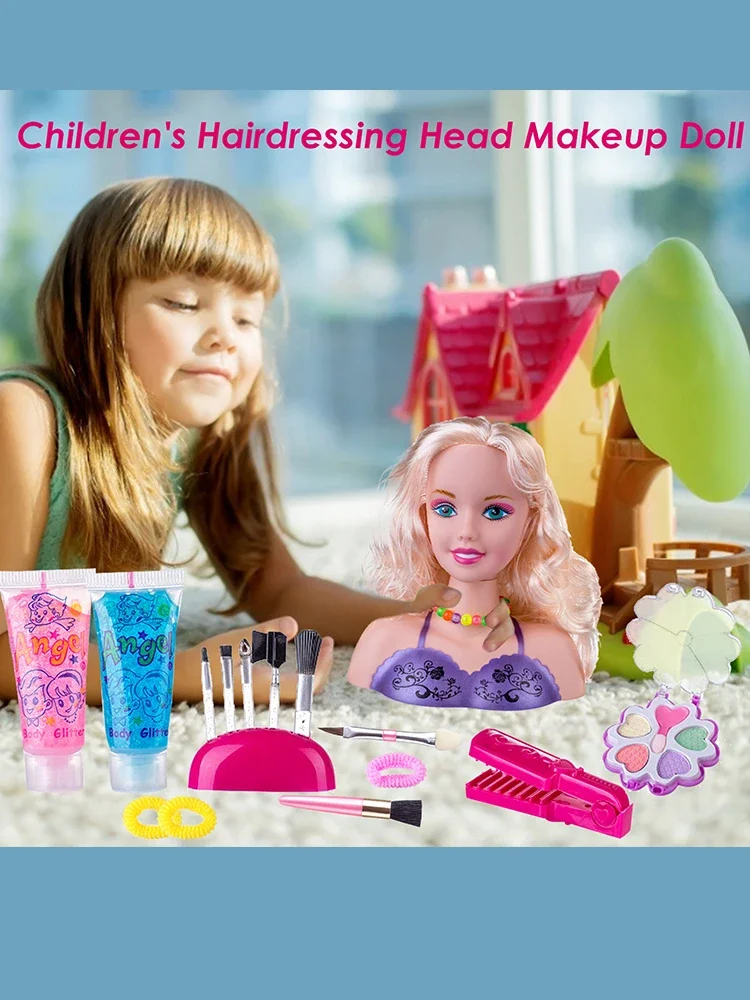 Kids Hairdressing Set, Kids Hairdressing Makeup Dolls 35PCS Hair Styling Dolls Hair Accessories Playset for Girls Children