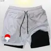 Anime Men's Sport Shorts Cool Sportswear Double-Deck Running Shorts Summer 2 In 1 Bottoms Fitness Training Jogging Short Pants 4