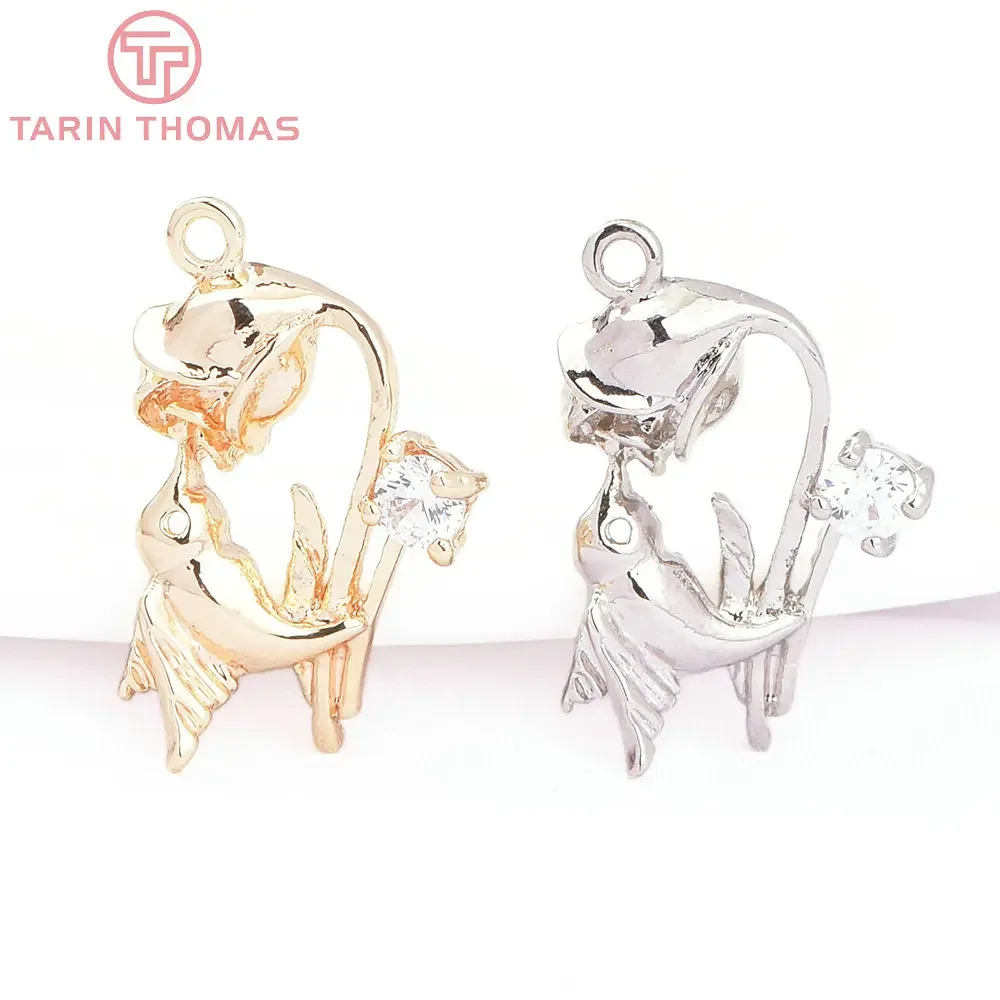 

Латунные подвески в форме Колибри с цирконием, 6 шт., 14 х19 мм, 24 кар, золотистого цвета, фурнитура для изготовления ювелирных изделий «сделай сам»