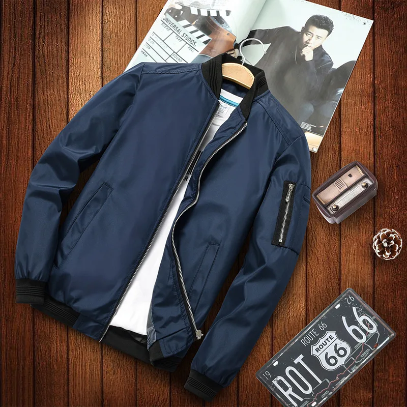 Frühling Herbst Jacke Männer Große Größe M-6XL Militär Jacke Männer Stehen Kragen Varsity Jacke Windjacke Männer Mantel Männlich Einfarbig_voghion.com