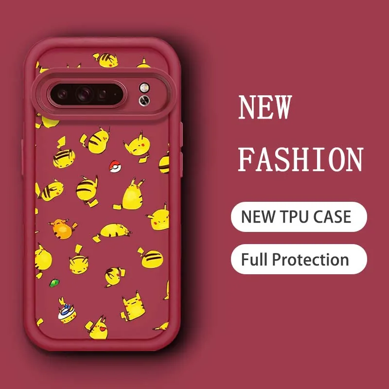 P-Pokemones P-Pikachus Anime Eye Ladder Shockproof Soft TPU Phone Case